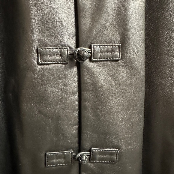 Vintage SHANGHAI TANG Men's/Unisex US 46 Black Leather Jacket Coat EXCELLENT - Picture 7 of 14